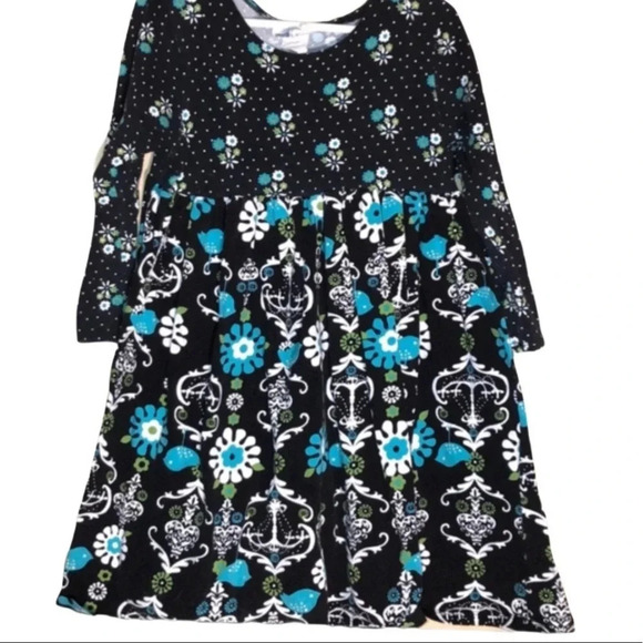 CORKY’S KIDS BOUTIQUE EUC GIRLS BLACK BLUE WINTER FALL TOPS DRESSES DRESS SIZE 5 - Picture 2 of 5